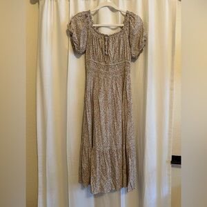 Neuflora White and Pink Floral Dress: Size M